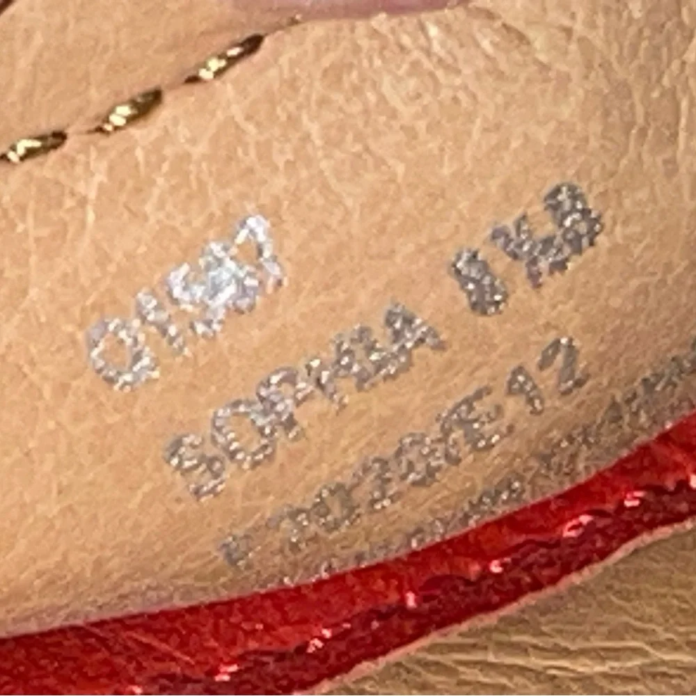 Coach Ballet Flats - Orange Leather w/ signature COACH Brown/Tan Canvas - Picture 6 of 7